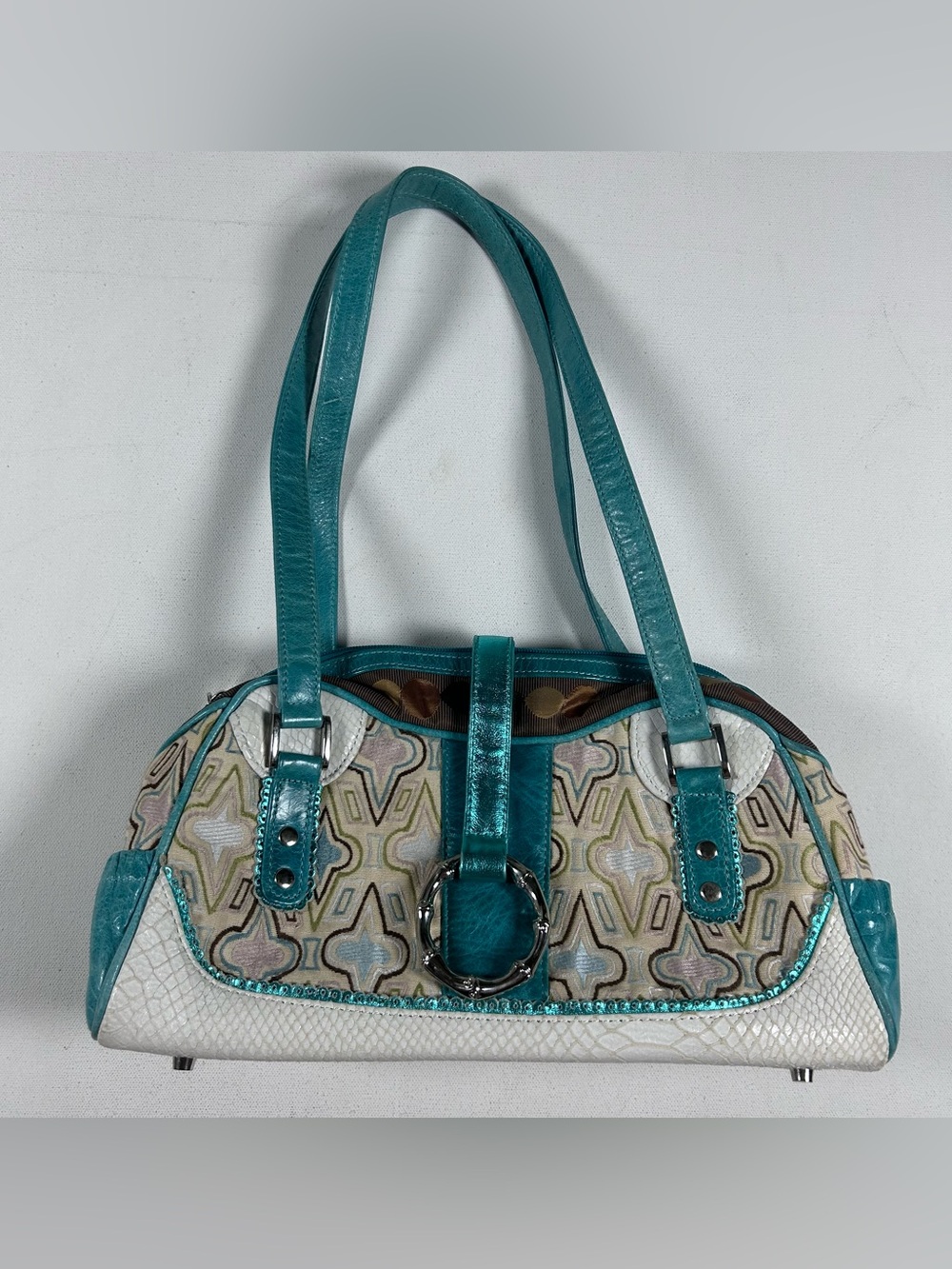 Spencer & Rutherford Shoulder Bag Geometric Colorful Snakeskin Leather Australia